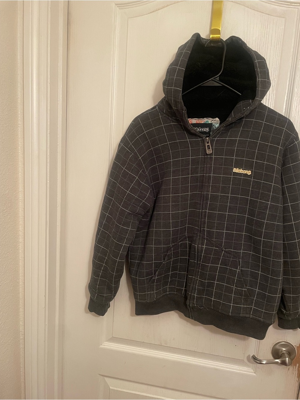 Billabong Kids Black Grid Zip Hoodie with Subtle Logo